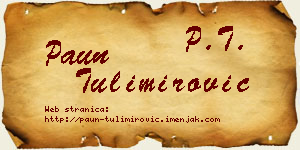 Paun Tulimirović vizit kartica